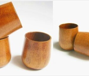 Moyishi Top-Grade Natural Solid Wood Wooden Tea Cup Wine Mug 250ml,Set of 4