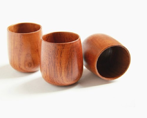 Moyishi Top-Grade Natural Solid Wood Wooden Tea Cup Wine Mug 250ml,Set of 4