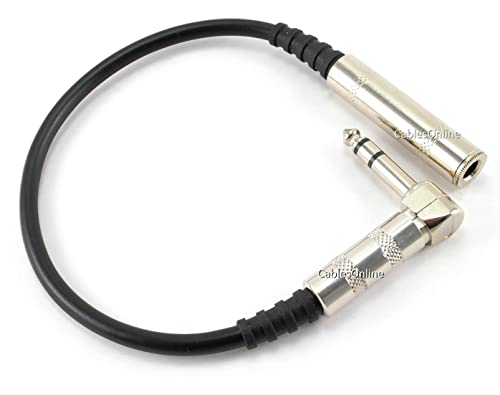 CablesOnline 1ft Right-Angle (6.35mm) 1/4in. Stereo Male to Female Audio Extension Cable (A6-201SR)