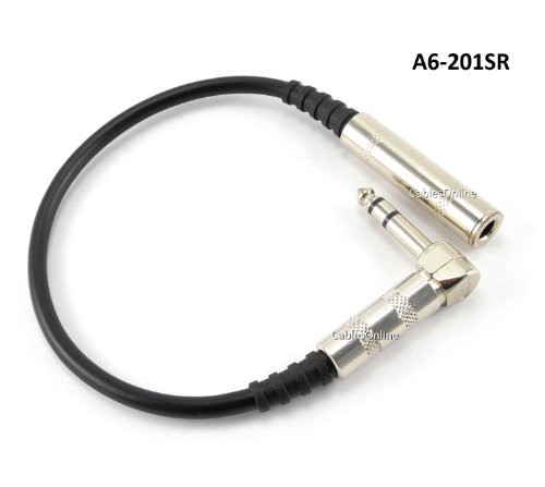 CablesOnline 1ft Right-Angle (6.35mm) 1/4in. Stereo Male to Female Audio Extension Cable (A6-201SR)