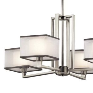 Kichler Kailey 4-Light Chandelier in Brushed Nickel, 24" Transitional Chandelier for Dining Room, Living Room, or Bedroom, (25" W x 13.25" H), 43438NI