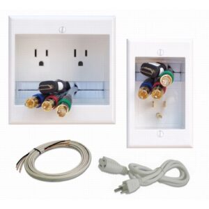 powerbridge two-pro-6 dual power outlet professional grade recessed in-wall cable management system for wall-mounted flat screen led, lcd, and plasma tv’s