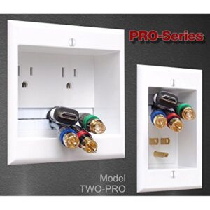 PowerBridge TWO-PRO-6 Dual Power Outlet Professional Grade Recessed In-Wall Cable Management System for Wall-Mounted Flat Screen LED, LCD, and Plasma TV’s