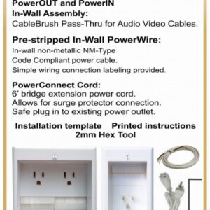 PowerBridge TWO-PRO-6 Dual Power Outlet Professional Grade Recessed In-Wall Cable Management System for Wall-Mounted Flat Screen LED, LCD, and Plasma TV’s