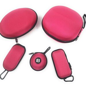 CASEBUDi Large Hard Headphone Case | Compatible with Sony, Sennheiser, Beats & More | Pink Ballistic Nylon