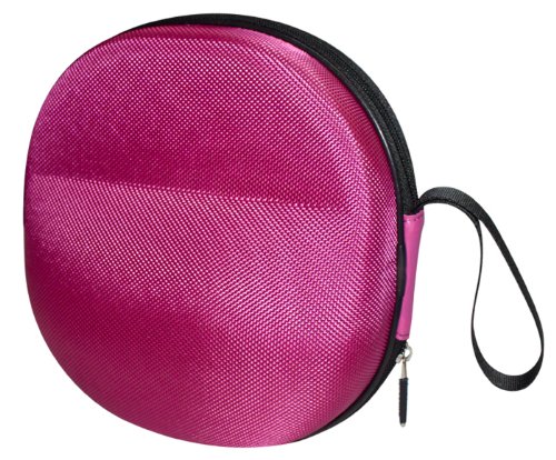 CASEBUDi Large Hard Headphone Case | Compatible with Sony, Sennheiser, Beats & More | Pink Ballistic Nylon