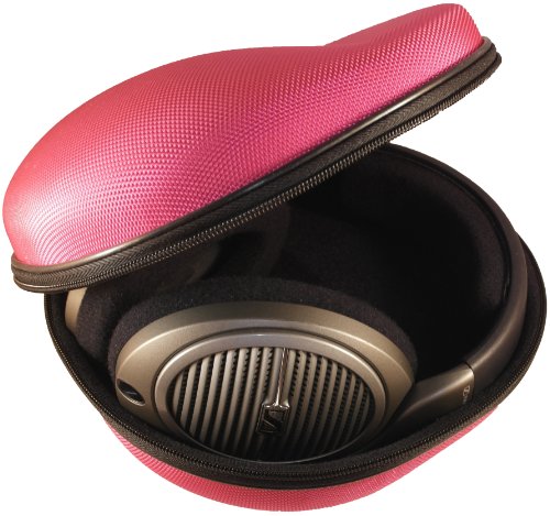 CASEBUDi Large Hard Headphone Case | Compatible with Sony, Sennheiser, Beats & More | Pink Ballistic Nylon