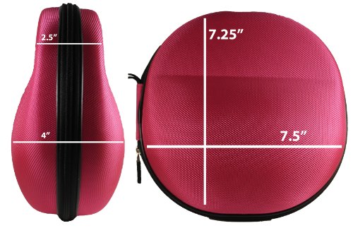 CASEBUDi Large Hard Headphone Case | Compatible with Sony, Sennheiser, Beats & More | Pink Ballistic Nylon