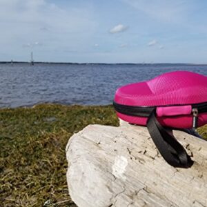 CASEBUDi Large Hard Headphone Case | Compatible with Sony, Sennheiser, Beats & More | Pink Ballistic Nylon