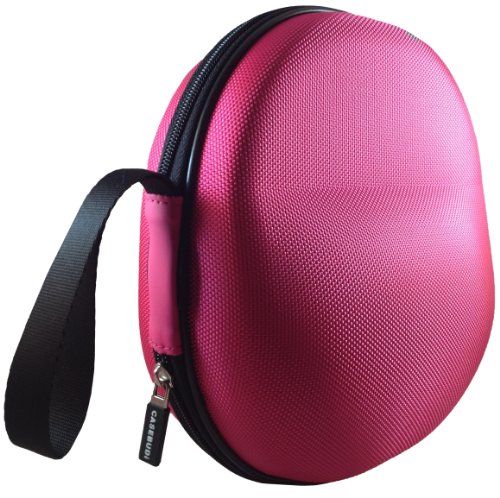 CASEBUDi Large Hard Headphone Case | Compatible with Sony, Sennheiser, Beats & More | Pink Ballistic Nylon