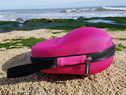 CASEBUDi Large Hard Headphone Case | Compatible with Sony, Sennheiser, Beats & More | Pink Ballistic Nylon