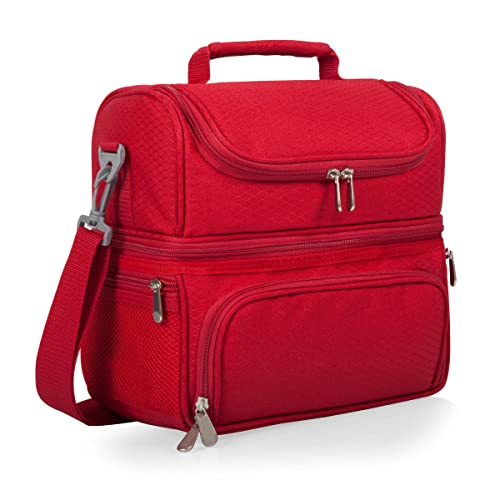 ONIVA - a Picnic Time brand, Pranzo Lunch Bag, Insulated Lunch Box with Picnic Set, Lunch Cooler Bag, (Red)