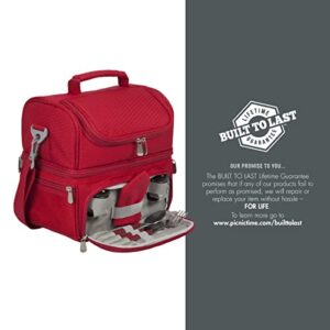 ONIVA - a Picnic Time brand, Pranzo Lunch Bag, Insulated Lunch Box with Picnic Set, Lunch Cooler Bag, (Red)