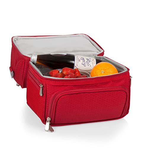 ONIVA - a Picnic Time brand, Pranzo Lunch Bag, Insulated Lunch Box with Picnic Set, Lunch Cooler Bag, (Red)