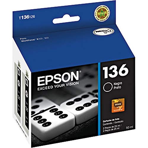 Epson Box of 2 Genuine 136 Black Ink Cartridges Workforce K101, K301. Exp.