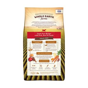 Whole Earth Farms Grain Free Recipe Dry Dog Food, Pork, Beef & Lamb, 25-Pound