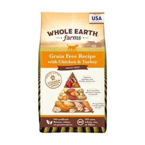 whole earth farms grain free recipe dry dog food, chicken & turkey, 25-pound