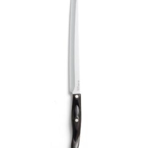 CUTCO Model 3724 Santoku-Style Slicer with 10" Double-D serrated edge blade and 5.5" Classic Dark Brown handle (often called "Black").