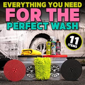 Chemical Guys HOL129 Best Two Car Wash Bucket Kit to Wash & Dry, Safe for Cars, Trucks, SUVs, Jeeps, Motorcycles, RVs & More (11 Items Including 3 16 fl oz Chemicals)