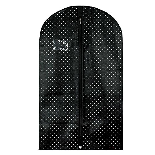 HANGERWORLD 40inch Garment Bag for Suits and Dresses Bags for Closet Storage Breathable Clothes Cover Dust Protector (1 Pack, Black Polka)