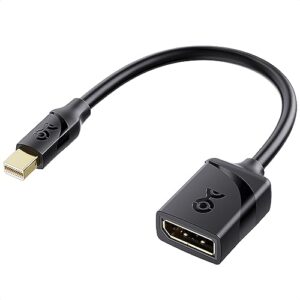 cable matters 8k mini displayport to displayport 1.4 adapter (mini dp to dp 1.4) in black - 8k@60hz, 4k@120hz resolution ready - thunderbolt and thunderbolt 2 port compatible