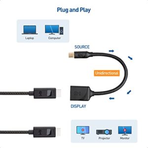 Cable Matters 8K Mini DisplayPort to DisplayPort 1.4 Adapter (Mini DP to DP 1.4) in Black - 8K@60Hz, 4K@120Hz Resolution Ready - Thunderbolt and Thunderbolt 2 Port Compatible
