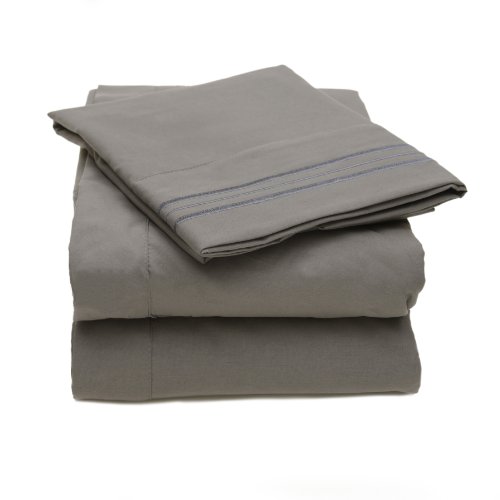 Sweet Home Collection 4 Piece 2000 12 Colors Collection Egyptian Quality Deep Pocket Bed Sheet Set, King, Gray