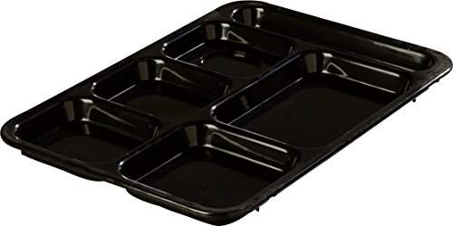 Carlisle FoodService Products Right-Hand 6-Compartment Tray, 10" x 14", Black