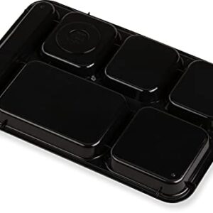 Carlisle FoodService Products Right-Hand 6-Compartment Tray, 10" x 14", Black