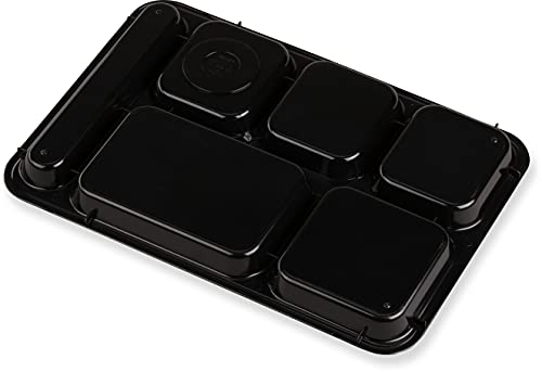 Carlisle FoodService Products Right-Hand 6-Compartment Tray, 10" x 14", Black