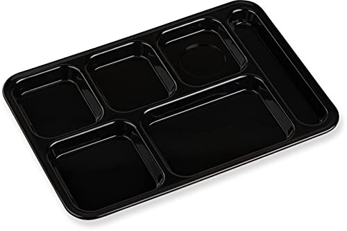 Carlisle FoodService Products Right-Hand 6-Compartment Tray, 10" x 14", Black