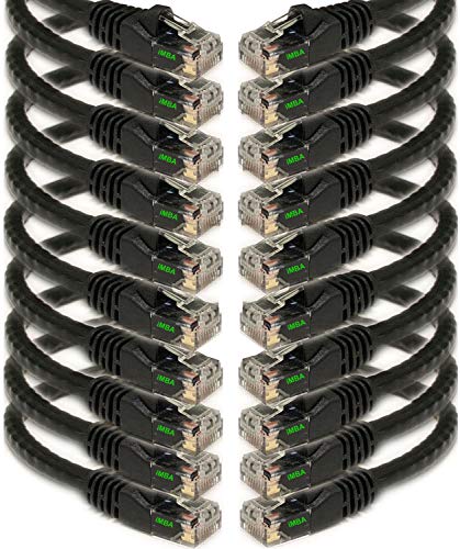 iMBAPrice 3' Cat5e Network Ethernet Patch Cable, 10 Pack, Black (IMBA-CAT5-03BK-10PK)