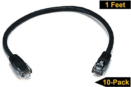 iMBAPrice 3' Cat5e Network Ethernet Patch Cable, 10 Pack, Black (IMBA-CAT5-03BK-10PK)