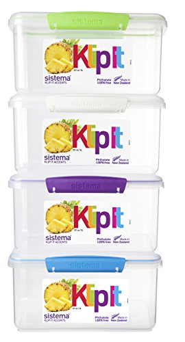 Sistema 61830 KLIP IT Accents Food Storage Container, 3 L - Assorted Colours