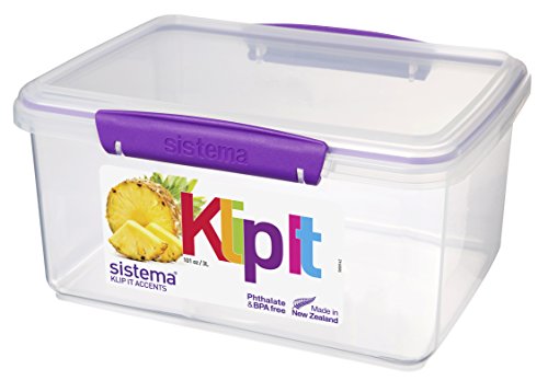 Sistema 61830 KLIP IT Accents Food Storage Container, 3 L - Assorted Colours