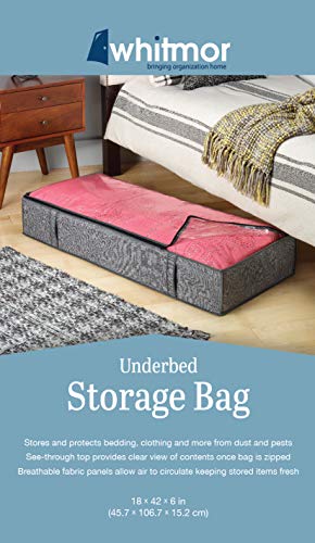 Whitmor Zippered Jumbo Underbed Bag Crosshatch Gray