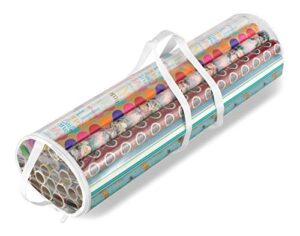 whitmor clear zippered storage rolls gift wrap organizer, 25 count (pack of 1)