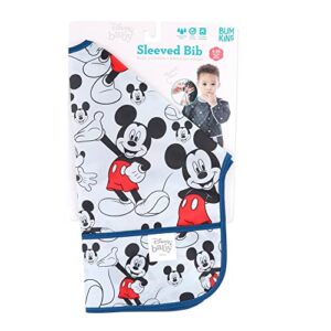 Bumkins Sleeved Baby or Toddler Bib, Smock, Waterproof Fabric, Fits Ages 6-24 Months, Disney Mickey Mouse Classic
