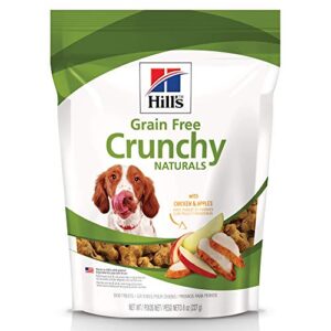 hill's grain free dog treats, crunchy naturals with chicken & apples, healthy dog snacks, 8 oz. bag