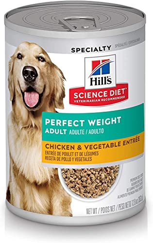 Hill's Science Diet Wet Dog Food, Adult, Perfect Weight for Weight Management, Chicken & Vegetable Recipe, 12.8 oz. Cans, 12-Pack