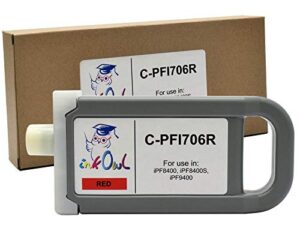 inkowl compatible ink cartridge replacement for canon pfi-706r (700ml, red) for ipf8400, ipf8400se, ipf9400 printers