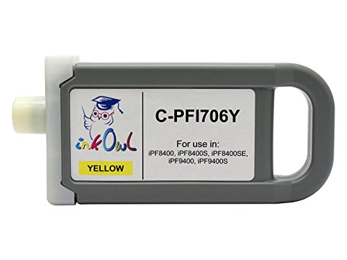 InkOwl Compatible Ink Cartridge Replacement for Canon PFI-706Y (700ml, Yellow) for iPF8400, iPF8400S, iPF8400SE, iPF9400, iPF9400S Printers