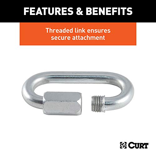 CURT 82933 Threaded Quick Link Trailer Safety Chain Hook Carabiner Clip, 3/8-Inch Diameter, 11,000 lbs Break Strength