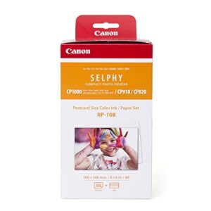 canon rp-108 color ink/paper set, compatible with selphy cp910/cp820/cp1200/cp1300