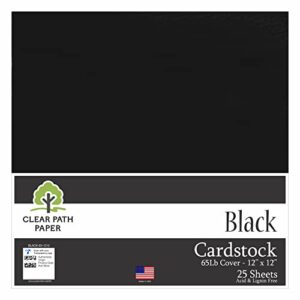 black cardstock - 12 x 12 inch - 65lb cover - 25 sheets - clear path paper