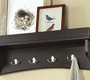 Shaker Cottage Wall Mounted Coat Hooks with Tray Shelf, Charcoal Gray