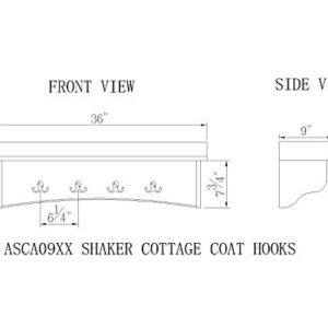 Alaterre Shaker Cottage Coat Hooks, Charcoal Gray