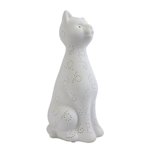 Simple Designs LT3056-WHT White Porcelain Animal Shaped Table Lamp, Kitty Cat