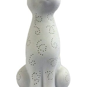 Simple Designs LT3056-WHT White Porcelain Animal Shaped Table Lamp, Kitty Cat