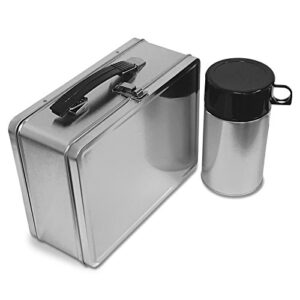 plain metal lunch box and bottle